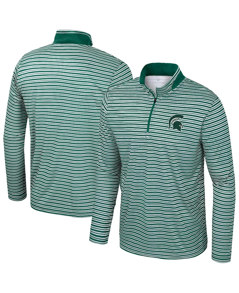 Colosseum Men's Green Michigan State Spartans Striped Quarter-Zip Top