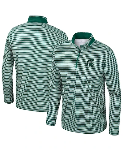 Colosseum Men's Green Michigan State Spartans Striped Quarter-Zip Top