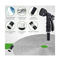 Garden Hose Stainless Steel Heavy Duty Water Hose No-Kink Rust Proof for Yard Outdoor 100ft