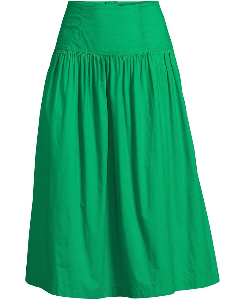 Lands' End Women's Poplin Drop Waist Midi Skirt
