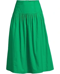 Lands' End Women's Poplin Drop Waist Midi Skirt