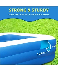 Inflatable Swimming Pool Kids Adults Blow up Pool Family Backyard 120" x 72" x 22" Blue