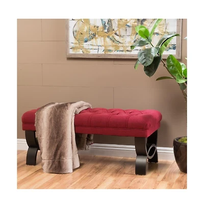 Tufted Ottoman Bench with Diamond Stitching and Elegant Half-Circle Legs for Classic and Modern Interiors-The Pop Home