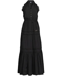 Lands' End Women's Cotton Voile Halter Tiered Maxi Dress