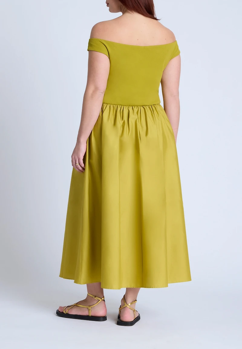 Eloquii Women's Boat Neck Mixed Fabric Dress
