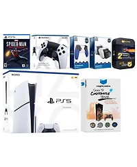 Sony Playstation 5 Slim Disc with Spider-Man: Miles Morales, Extra Edge Controller, Trigger Stop Kit, Charge Dock and MightySkins Decal Voucher + 2 Ye