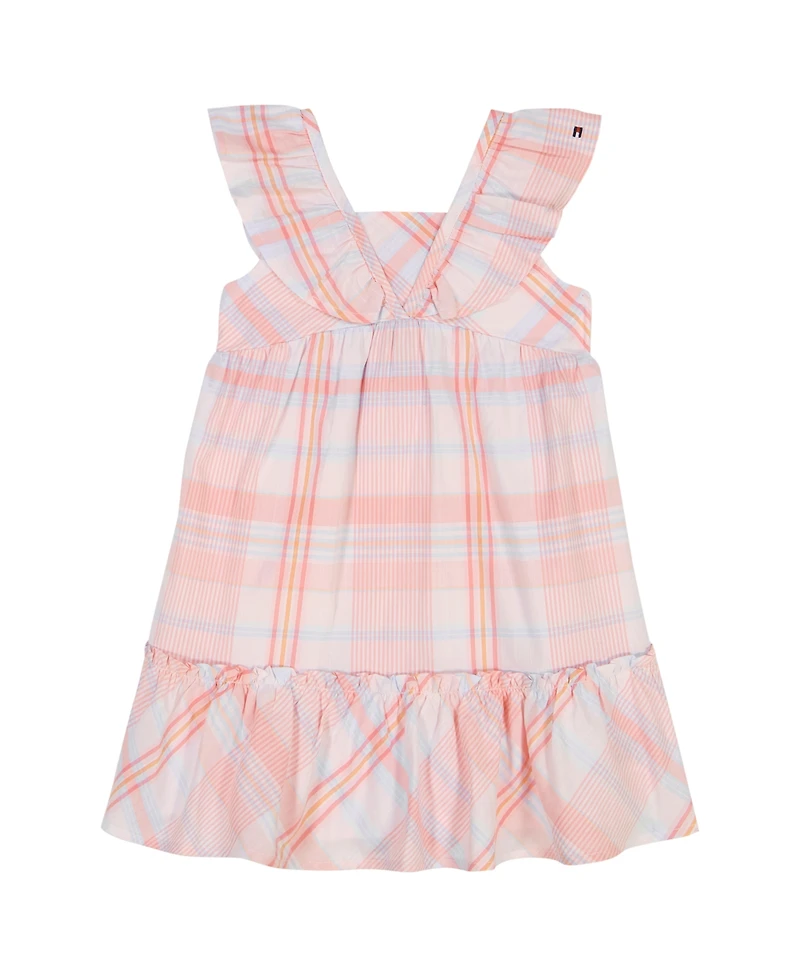 Tommy Hilfiger Toddler and Little Girls Madras Plaid Peasant Midi Dress
