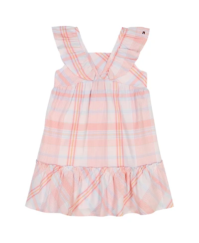Tommy Hilfiger Toddler and Little Girls Madras Plaid Peasant Midi Dress