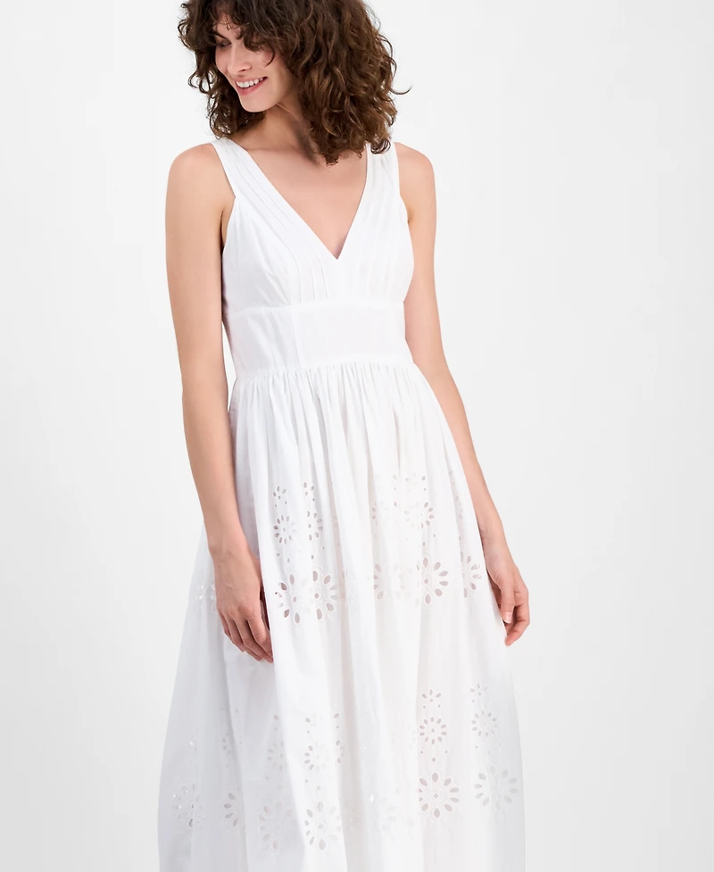 I.n.c. International Concepts Women's Cotton Eyelet V-Neck Maxi Dress, Macy's Exclusive