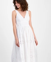 I.n.c. International Concepts Women's Cotton Eyelet V-Neck Maxi Dress, Macy's Exclusive