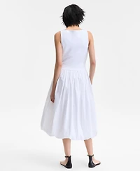 I.n.c. International Concepts Women's Mixed-Media Bubble-Hem Midi Dress, Exclusively at Macy's