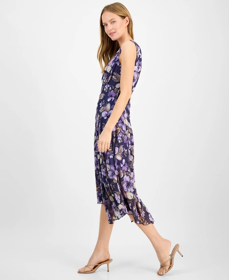 Connected Women's Floral-Print Asymmetrical Midi Dress