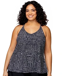 Island Escape Plus Printed Racerback Tankini Top, Exclusively at Macy's