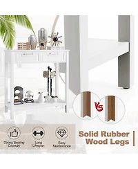 Narrow Console Table with Drawers and Open Storage Shelf