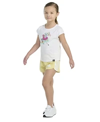 adidas Toddler and Little Girls 2-Piece Short Sleeve Graphic T-Shirt Mesh Set