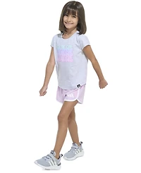 adidas Toddler and Little Girls 2-Piece Cap Sleeve Heather T-Shirt Woven Short Set