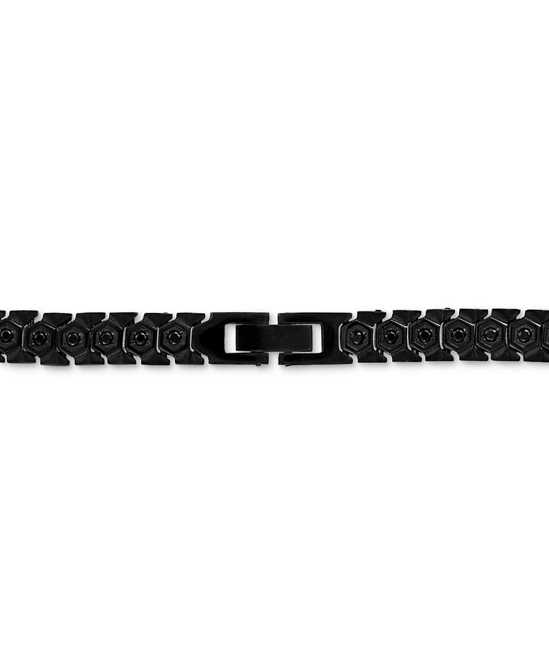 Esquire Men's Jewelry Cubic Zirconia Honeycomb Link 24" Necklace Black Ip Stainless Steel, Exclusively at Macy's