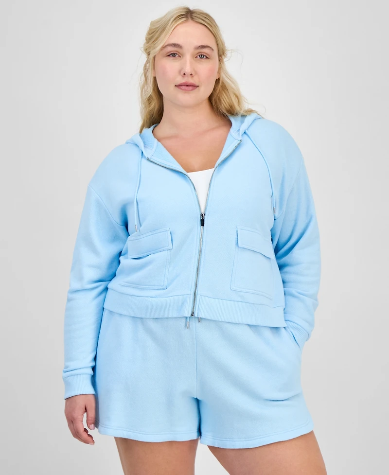 Id Ideology Plus Size Cropped Full-Zip Hoodie, Exclusively at Macy's