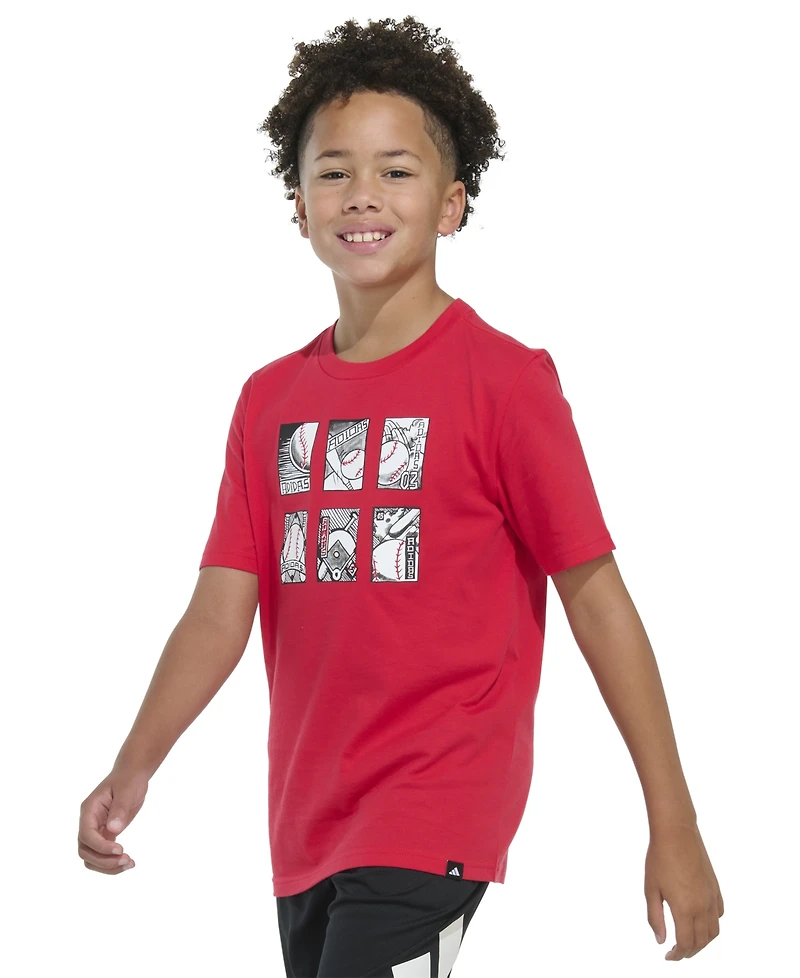adidas Big Boys Short Sleeve Baseball Card T-Shirt