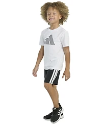 adidas Toddler & Little Boys Short-Sleeve T-Shirt Woven Shorts, 2 Piece Set