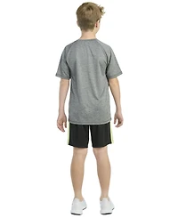 adidas Big Boys Raglan-Sleeve Graphic T-Shirt & 3-Stripe Shorts, 2 Piece Set