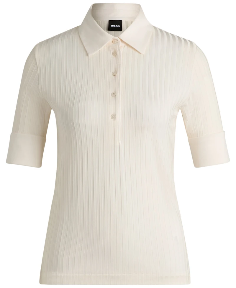 Boss by Hugo Boss Women's Ribbed Polo-Collar T-Shirt