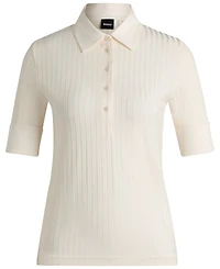 Boss by Hugo Boss Women's Ribbed Polo-Collar T-Shirt