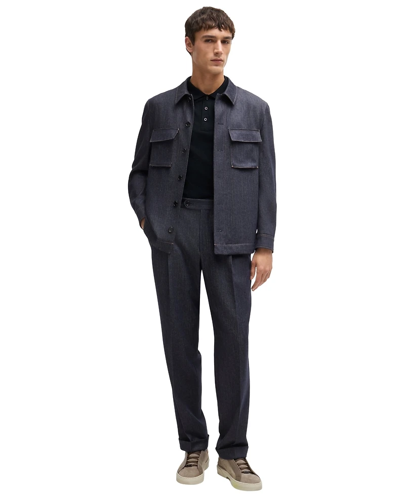 Boss by Hugo Men's Quilted Cotton and Silk Regular-Fit Polo Shirt