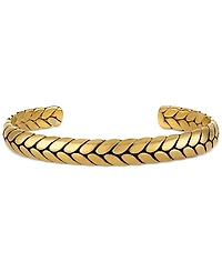 Esquire Men's Jewelry Woven Style Cuff Bangle Bracelet in Gold-Tone Ion Plated Stainless Steel, Exclusively at Macy's