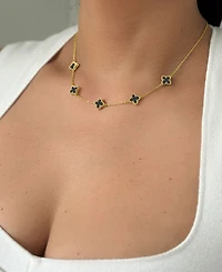 Adornia Gold Black Floral Station Necklace