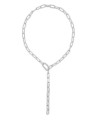 Adornia Silver Crystal Paper Clip Chain Lariat Necklace