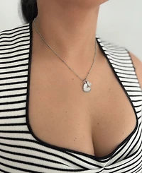 Adornia Tarnish Resistant Silver Mother of Pearl Heart Charms Necklace