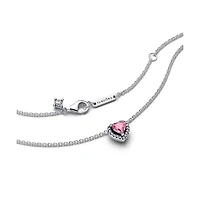 Pandora Sterling Silver Pink Elevated Heart Necklace