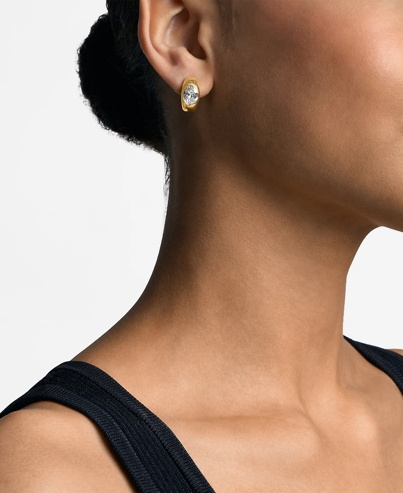 Michael Kors 14K Gold-Plated Brass Oval Stone Hoop Earrings