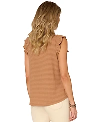Democracy Petite Striped Flutter-Sleeve Top