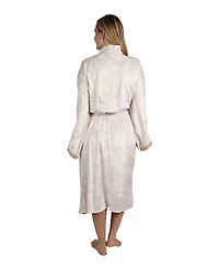 Tahari Women's Velour Kimono Robe with Flowy Bell Sleeves Satin Trim and Tie Front