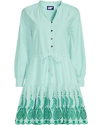 Lands' End Women's Long Sleeve Eyelet Mini Popover Dress