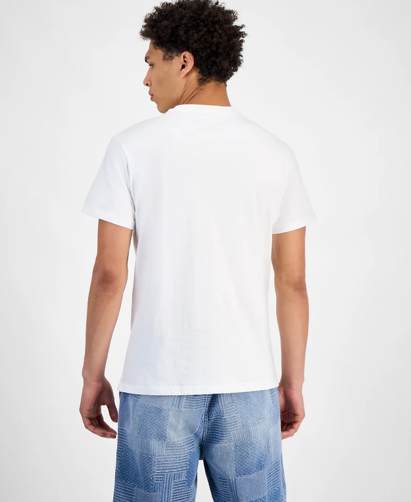 Guess Men's Embroidered Floral Logo Graphic T-Shirt