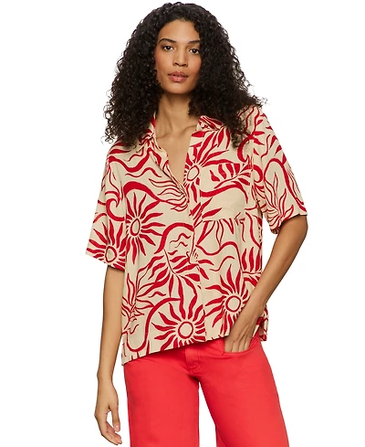 Sanctuary Women's Relaxed Vacation Collared Button-Front Shirt
