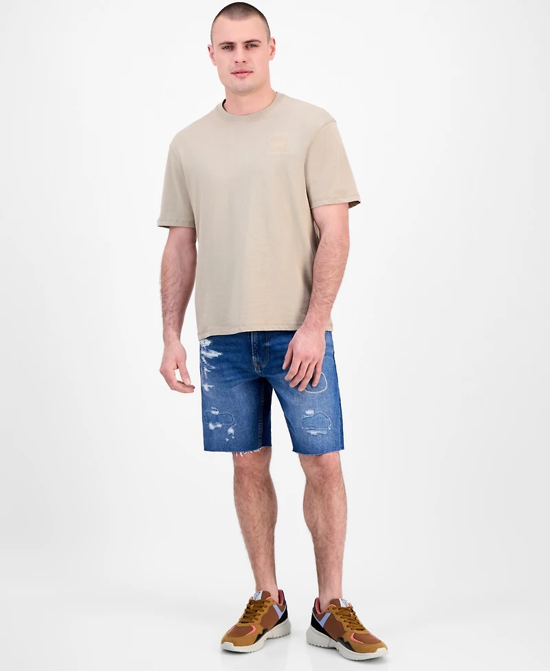 Guess Men's Relaxed Fit Short Sleeve Chest Patch Crewneck T-Shirt
