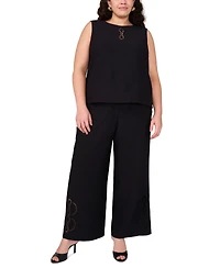 Vince Camuto Plus Size Embroidered Crewneck Sleeveless Top