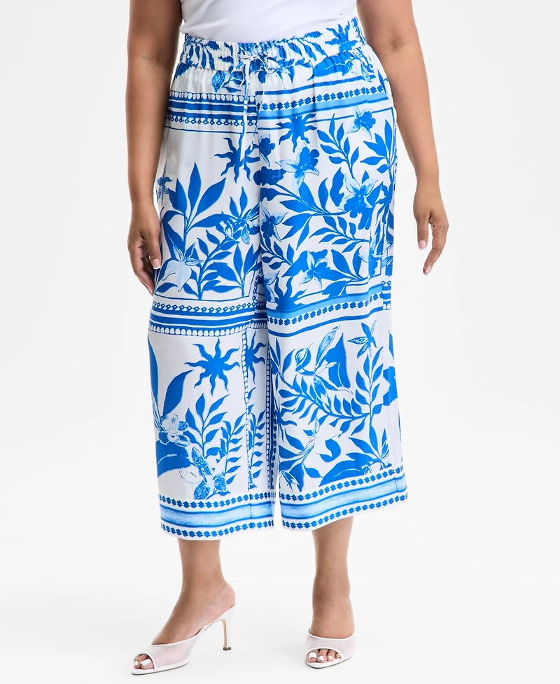 I.n.c. International Concepts Plus Drawstring Wide-Leg Pants, Exclusively at Macy's