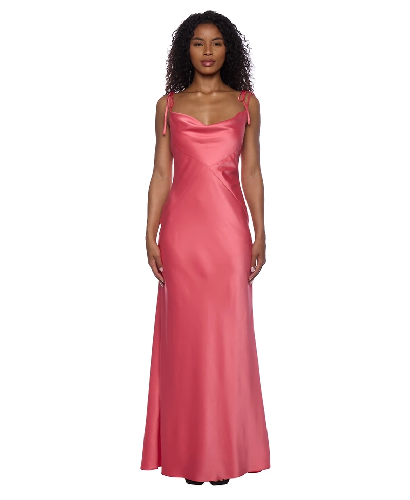 Alex & Sophia Juniors' Cowlneck Shoulder-Tie Gown