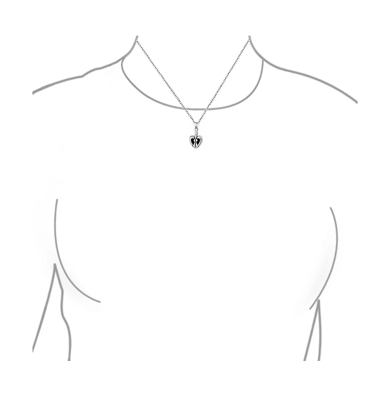 Inspirational My Angel Word Opening Heart Shape Angel Wing Locket Pendant Necklace .925 Sterling Silver