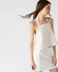 Steve Madden Women's Crissy Eyelet Patchwork Halter Top