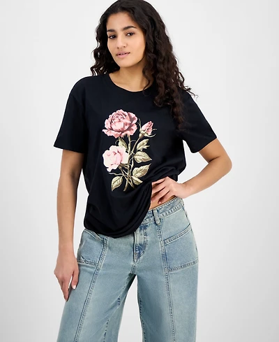 Self Esteem Juniors' Floral Boyfriend T-Shirt