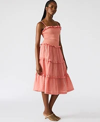 Steve Madden Women's Nash Smocked Tiered Midi Dress