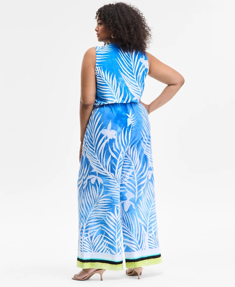 I.n.c. International Concepts Plus Printed Tie-Waist Jumpsuit, Exclusively at Macy's