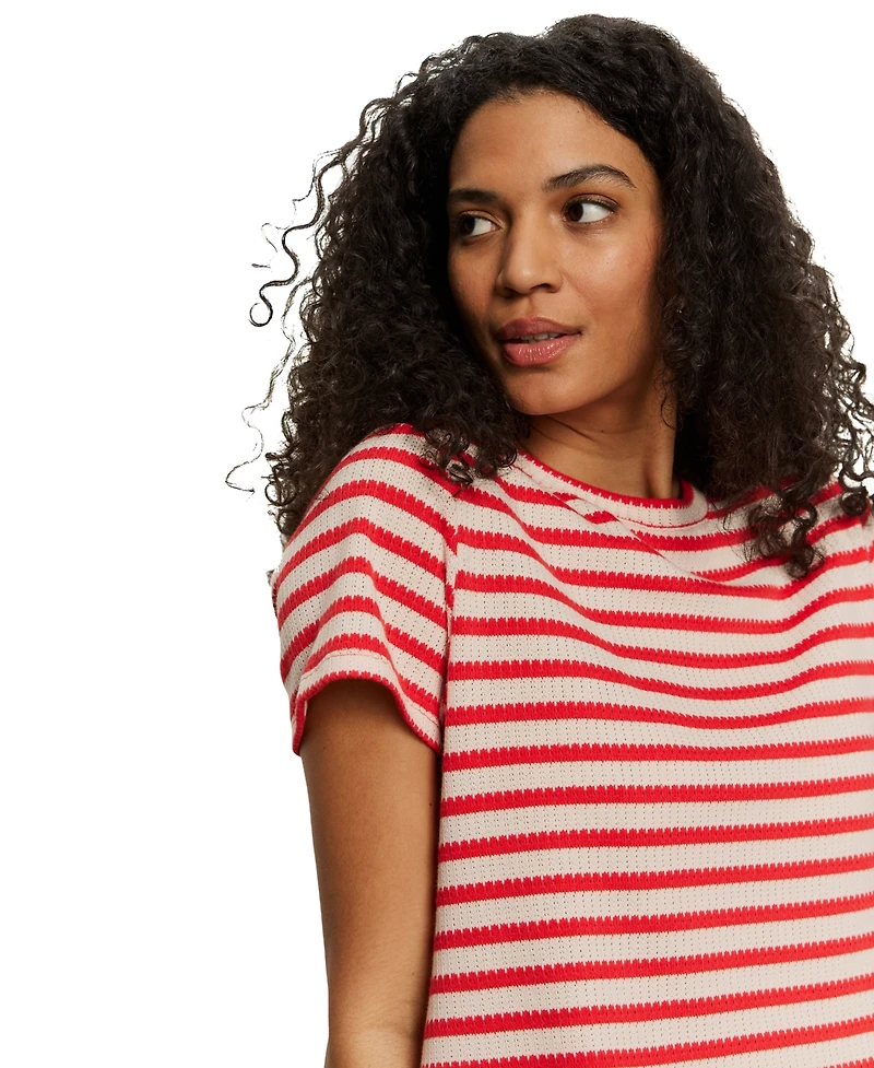 Sanctuary Women's Striped Crewneck Textured Tee