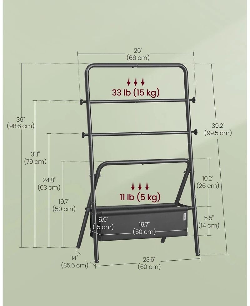 Foldable Towel Rack with 4 Hooks and Blanket Holder for Bathroom or Bedroom Use